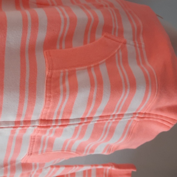 Gap Peach Neon Striped Hooded Sweatshirt sz Medium - Picture 3 of 5